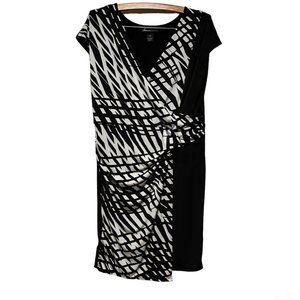 Lane Bryant Black & White Geometric Faux Wrap Dress